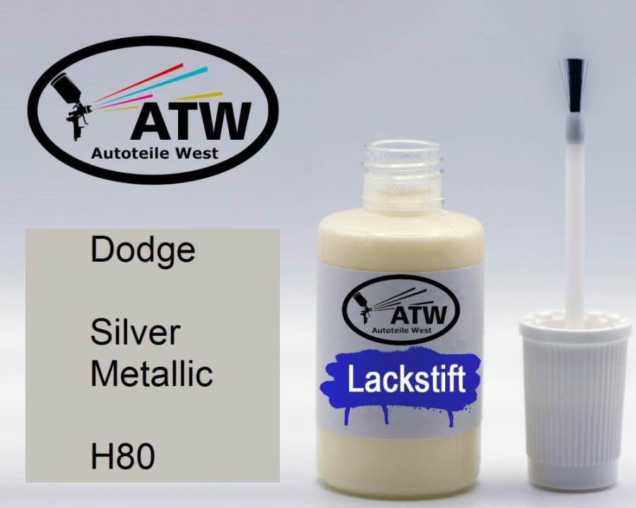 Dodge, Silver Metallic, H80: 20ml Lackstift, von ATW Autoteile West.